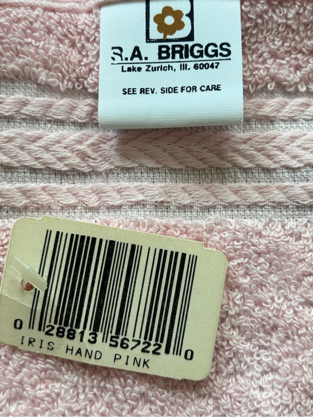 Vintage R.A. Briggs Pink Iris Towel Set Lace Trim Bath Hand Washcloth NWT